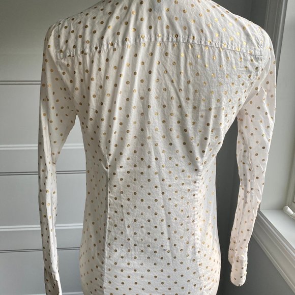 J. Crew Metallic Dot Perfect Fit Button Down Top - Picture 4 of 6